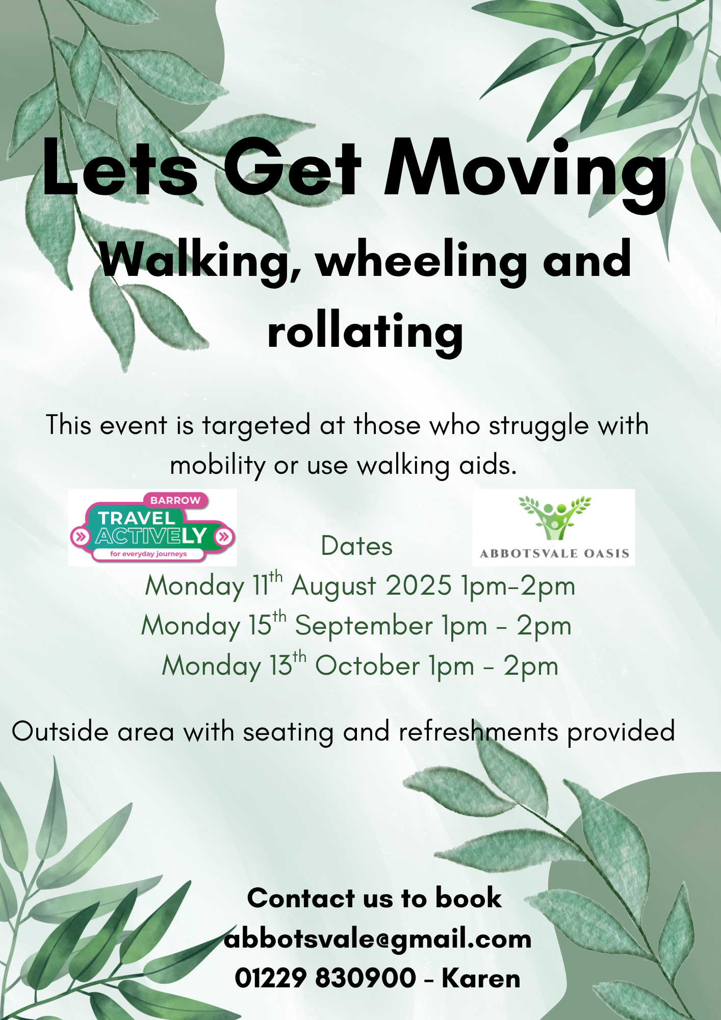 Poster advertising future walks dates
